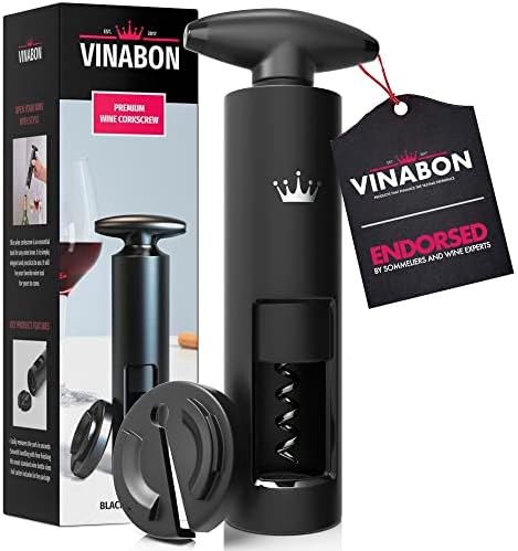 VINABON Self-Pulling Wine Opener - New 2023 2-in-1 Professional-Quality Twister Wine Corkscrews with Wine Foil Cutter - Manual Easy-Turn Wine Bottle Opener Corkscrew. Includes WineGuide Ebook