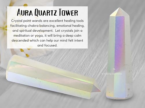 Image of Amazing Gemstone Angel Aura Rose Quartz Crystal Towers ~ Natural Healing Crystal Point Obelisk for Reiki Healing and Crystal Grid (2 inch to 3 inch Inch)