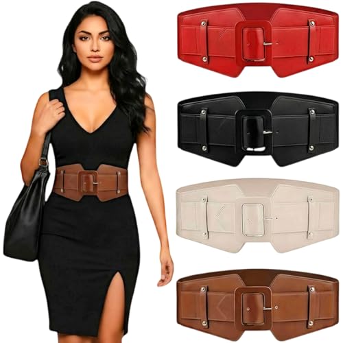 Listado de Faldas de Vestir para Dama del mes. 40 4 Piezas Cinturones para Mujer, Cinturón de Disco Bohemio Cinturones para Dama, Cinturon Cintura Ajustable Elástico, Retro Clásico Cinturón Ancho para Mujer Cintura para...