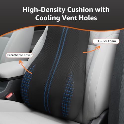 Image of Amazon Basics Memory Foam Car Comfort Combo of 3 - Car Neck Rest Pillow, Lumbar Back Support Cushion & Wedge Seat Cushion | Ergonomic Car Seat Support for Driving, SUV, Sedan, Universal Fit - Black