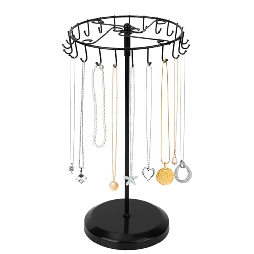 lasuroa Portacollane Girevole in Metallo con 23 Ganci, Espositore Gioielli da Appendere per Bracciali Collane Decorazione per Casa
