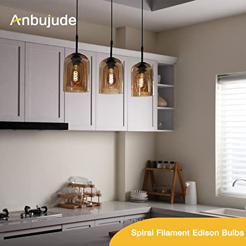 Anbujude Edison Bulbs Dimmable Led Light Bulbs 40W Equivalent, St58 Antique Led Spiral Filament Bulbs, 4 Watt Vintage Light Bulbs E26 Base, Daylight 5000K, Smoky Grey Glass, Cri90+, Pack Of 6 #TOP2