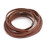 Cordon Cuero Tira de cordón Cuero Vintage 5 M, Cuerda Redonda/Plana, Pulsera DIY, Collar, artesanía Trenzada, fabricación Joyas Cuerda de Cuero para Manualidades(Flat-3x1.5mm 2M)
