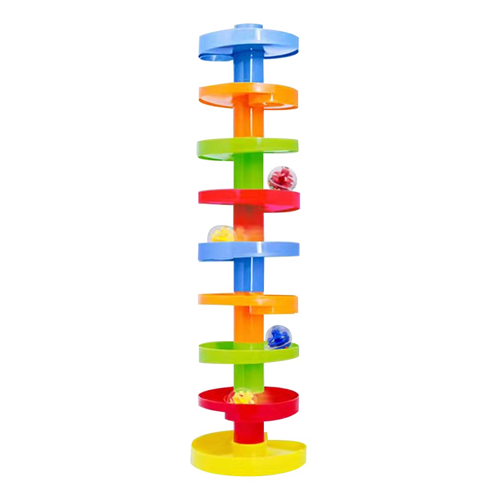 Juguete de bola – Juego de torre STEM expandible de 14 piezas para niños pequeños de 9 meses | Puente de bricolaje, bolas de sonajero de 1.8 pulgadas, rampas apilables | 3