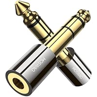 MOSWAG - Adaptador jack 3,5 mm hembra a 6,35 mm dorado, 2 paq.
