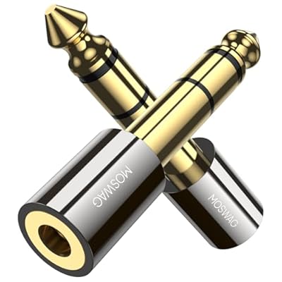 MOSWAG - Adaptador jack 3,5 mm hembra a 6,35 mm dorado, 2 paq. para guitarra, móvil, PC, portátil | Ya disponible en tu tienda friki favorita! En mundofriki.es!