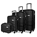 Luggage Depot 4 Pieces Suitcase Set, 14" & 20" Cabin Suitcases & 24" & 28" Lightweight Large Suitcases, ABS Hardshell with Security Locks & 360°Wheels, Complete Travel Solution in Black