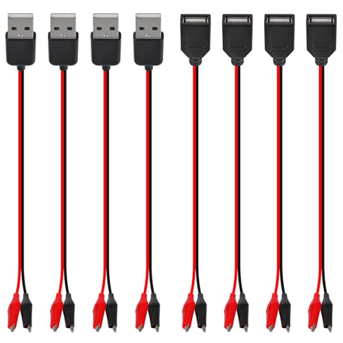 Image of 8PCS USB to Alligator Clip Adapter Cable Male Female USB to Alligator Clip Probe USB Cables with Alligator Clip for Circuit Test