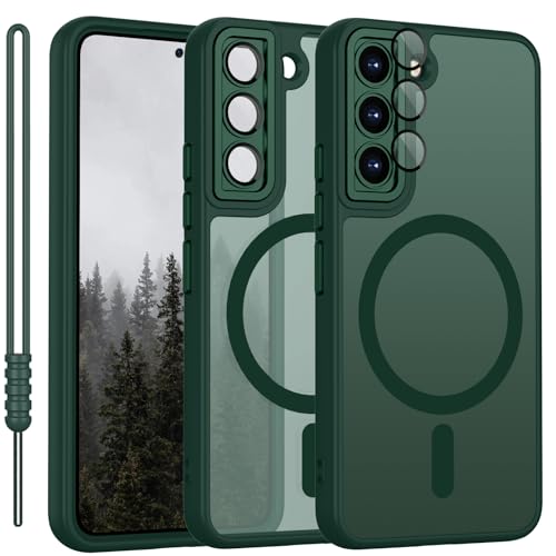Coque de protection pour Samsung Galaxy S22 Plus, compatible avec MagSafe - Protection magnétique mate de l'appareil photo, antidérapante, résistante aux...