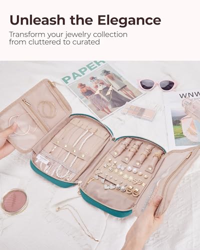 Image of BAGSMART Jewelry Organizer Case Large Travel Jewelry Storage Bag,Teal