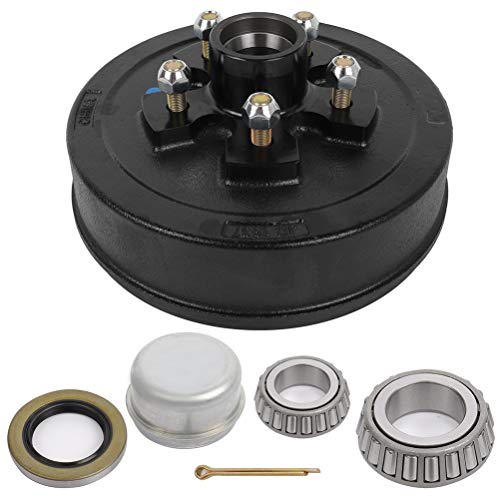 SCITOO Trailer Hub Assembly with Brake Drum Black Paint 5 on 4.5 Bolt Pattern 1 1/16 44649 x 1 3/8 68149 Bearing fit for 3500lbs axle Trailer Hub