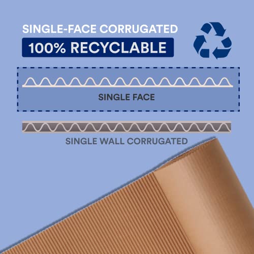 Image of BOX USA Shipping Corrugated Roll 24 inchL x 250 inchW 1-Pack, Singleface Corrugated Cardboard Paper Roll for Packing, Moving and Storage