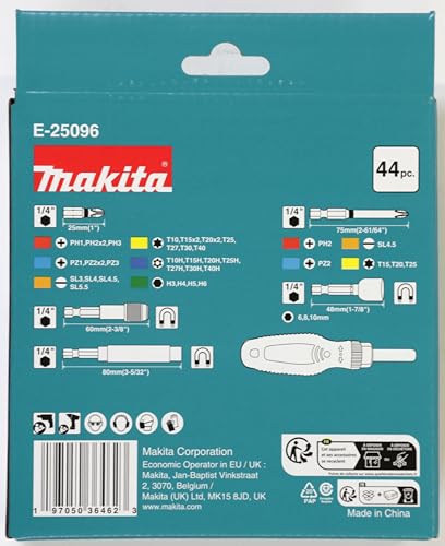 Makita E-25096 Bit-Set mit Ratschengriff 44-tlg.