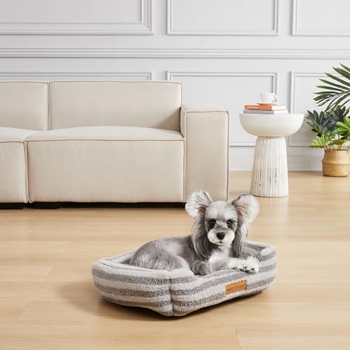 Image of Modern Threads Ultra Soft Plush Pet Bed for Small and Medium Dogs with Elegant Texture and Stylish Design, Removable Washable Cover, Charcoal, (24 inch L x 20 inch W x 8 inch Th)