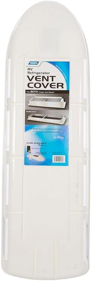 Camco RV Refrigerator Vent Cover | Features a Streamlined Low-Profile Design, Easy Installation, a Heavy-Duty Plastic Construction, and is Compatible with Dometic and Norcold Bases (21019)
