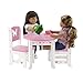 Emily Rose 18 Inch Doll Dining Table and 2 Chairs Set - Pink Butterfly Collection - Compatible with American Girl, Our Generation, My Life As & Adora Dolls - Wooden Dollhouse Furniture