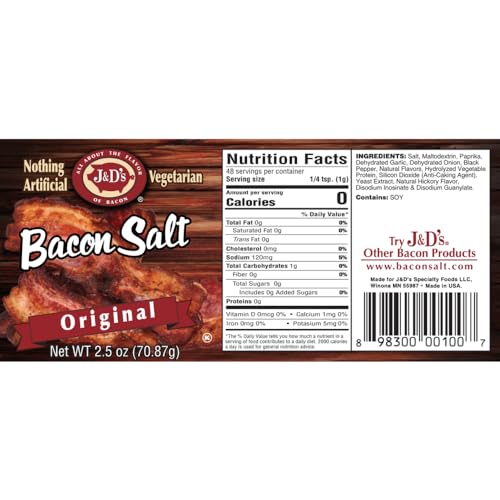J&D'S All About The Flavor Of Bacon SS-TWA-1392 J&D'S Bacon Salt, Original, 2.6 Ounce, Bacon-Flavored Seasoning Salt, Vegan thumb #3