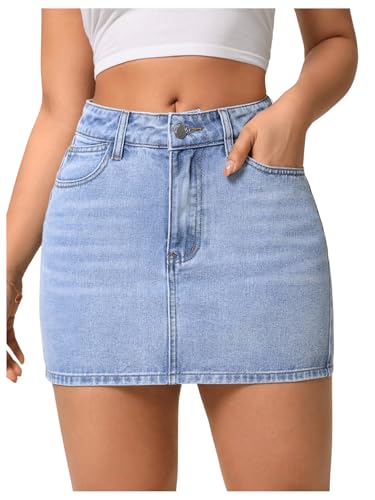Floerns Women's Casual Mid Waist Denim Skirts Streetwear Bodycon Mini Skirt