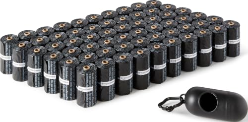 Amazon Basics Sacchetti igienici per cani con dispenser e clip per guinzaglio, inodori, Senza profumazione, 900 pezzi (60 confezioni da 15 sacchetti)