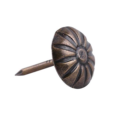Hilitand 100 tachuelas de tapicería, pasadores de clavos de muebles, pasadores de tapicería de remache de sofá, tachuelas de pulgar para manualidades, latón antiguo (11,2 x 16,6 mm)