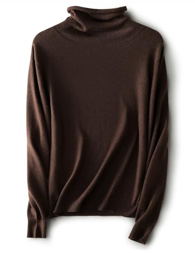 Women's Merino Wool Blend Sweater Fall Winter Turtleneck Long Sleeve First-Line Ready to Wear Seamless Knit Sweater