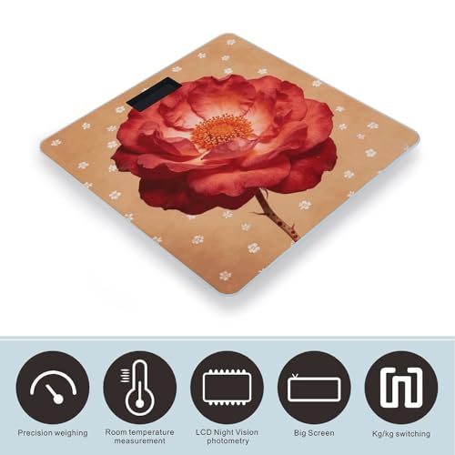 Báscula Digital de Baño Boho Red Flower con Pantalla LCD miniatura 3