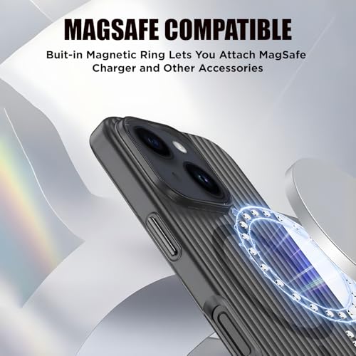 Image of AIBEX Protective Back Case Cover Compatible for iPhone 13 /14 | Camera & Body Protection| Shockproof,Scratch Resistant| Mag-Saf Wireless Charging Support - Black