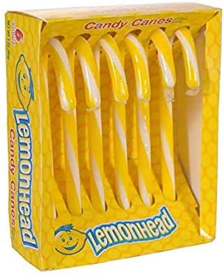 Ferrara (1) Box Lemonhead Candy Canes - 6 Individually Wrapped Pieces Holiday Candy Per Box - Net Wt. 2.64 oz