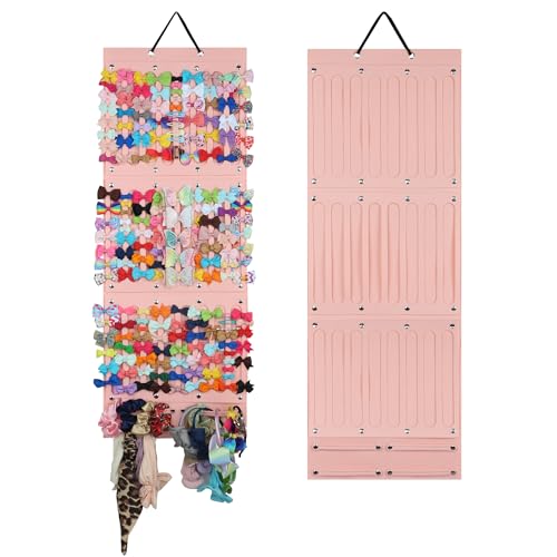 PACMAXI Baby Girl Hair Bows Holder, Hair Clips Storage Hanger For Ribbons, Hair Bows Organizer, Baby Hair Clip Storage Display Sturdy Stand, Wall Hanging for Girl Room (Pink 2, Large)