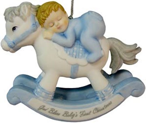 Babys First Christmas Rocking Horse Ornaments for Boys [25869A]