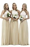 Lecureler Long Lace Prom Bridesmaid Dress Champagne Size 10