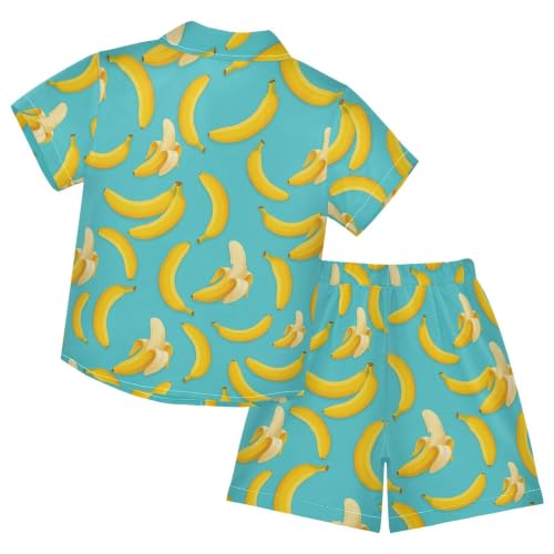 Image of 3T Toddler Boy Shorts Set Teal Hawaiian Button Down Shirts Summer Outfits for Little Boy