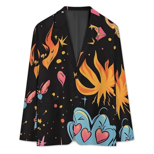 Y2k Skull Flame Butterflies Hearts Classic Suits Blazer for Men Business Tuxedo Jacket Sport Coat Two Buttons3