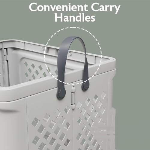 Image of 45 Litres Plastic Laundry Basket | Foldable Clothes Storage Bin with Handles | Multipurpose Durable Laundry Bag | Space-Saving Clothes Organizer for Home, Bathroom & Bedroom