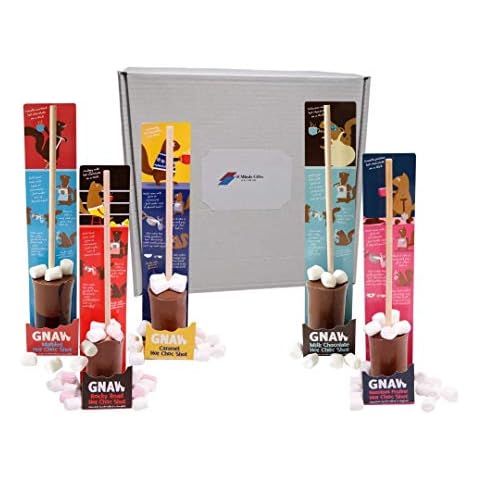Hot Chocolate Gift Set - Gift boxed 5 X flavoured hot chocolate stirrers with marshmallows Cover