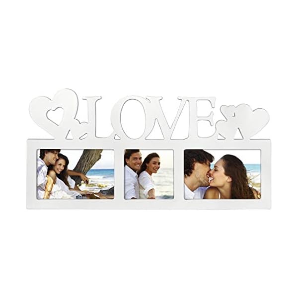 Hama Collage Bilderrahmen für Fotocollagen „Montreal - Love“ (Fotorahmen mit Love-Schriftzug und Herzen, für 3 Fotos…