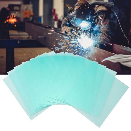 Yosoo Health Gear Schweißhelm Schutzplatten, Transparentes Polycarbonat, 138x122mm, 10 Stück, Austauschbare Ersatzlinsen mit Abgerundeten Ecken für Industrielle Sicherheit