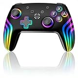 Picture of JUNHUAN Wireless Pro Controller for N-Switch/Lite/OLED with Hall Triggers/Wakeup/7 Color RGB/Dual Vibration/6-Axis Gyros/Turbo, Compatible with PC/Android/iOS (Onyx Black-Switch)