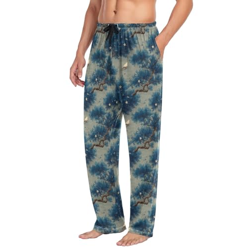 Aflyko Ocean Men's Pajama Pants Coral Starfish White Bird Pjs Sleepwear Bottoms2