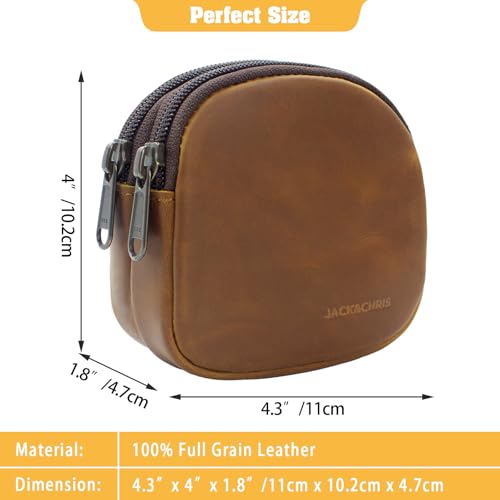 Image of Jack&Chris Coin Purse for Men, Genuine Leather Mini Coin Wallet Zipper Pocket with Back Belt Loop, Coin Bag for Men and Women