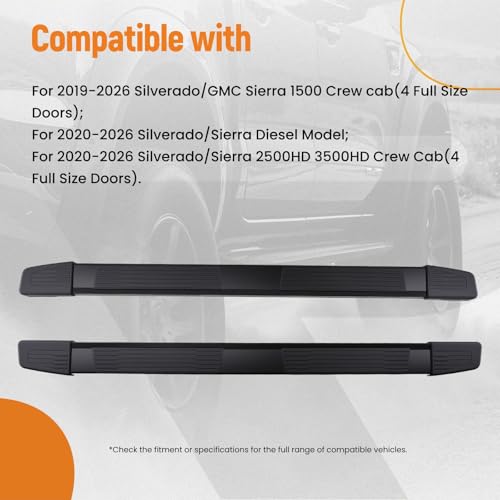 Estribos laterales de aluminio negro para Chevy Silverado 2019-2026 miniatura 2