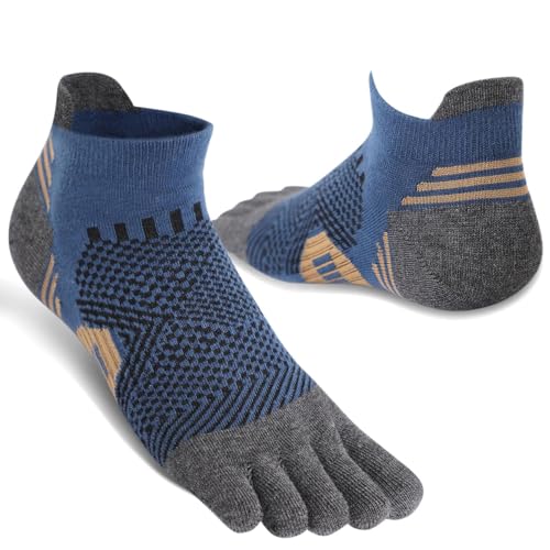Men's Toe Socks Cotton Athletic Socks No Show Five Finger Sports Socks Arch Support Ankle Socks 6-9/9-123