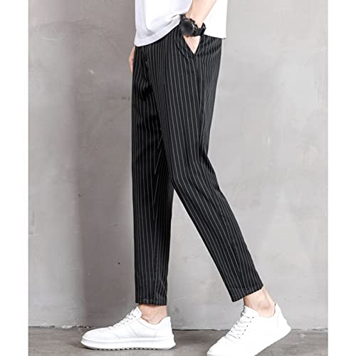 Pantalones casuales crop slim con rayas para hombre miniatura 4