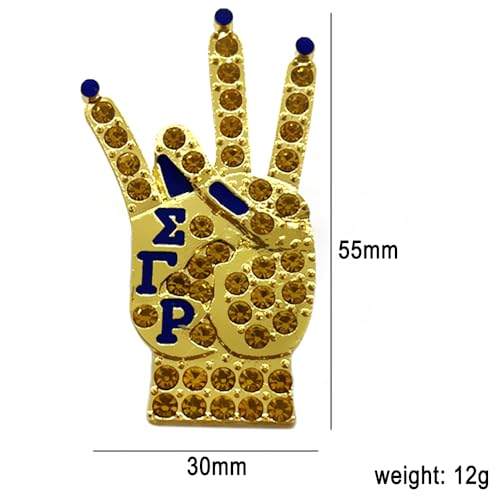 Image of Stunning SGR Sorority Brooch For Members And Events Jewelry SIGMA GAMMA R Greek Letter Rhinestone Metal Golden Gesture Brooch Pin