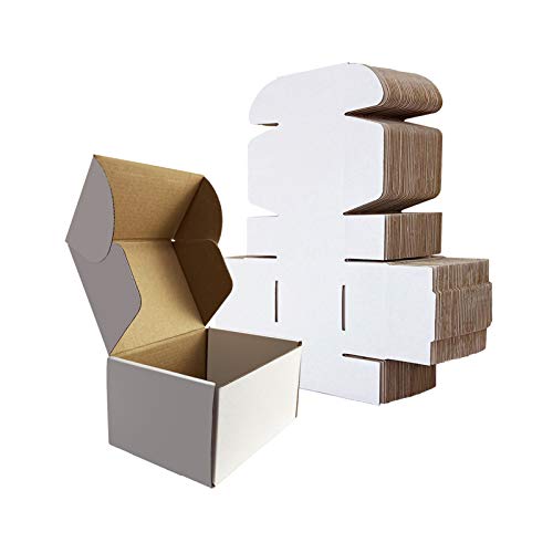Image of RLAVBL 6x4x3 Inches Shipping Boxes Set of 25, White Small Corrugated Cardboard Box, Mailer Boxes for Packing Small Business