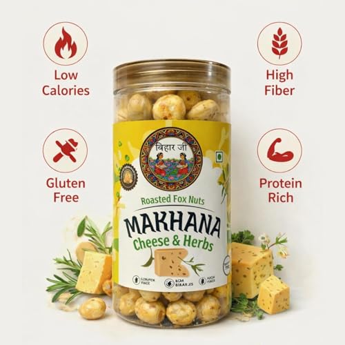 Image of BiharJi Cheese & Herbs and Peri Peri Makhana Combo Pack of 2 Each Pack 78g I The Family Favorite Pack, Roasted Makhana Duo, Family Favorite (Cheese & Peri Peri) | Spicy & Creamy Combo | Healthy Kids Snack