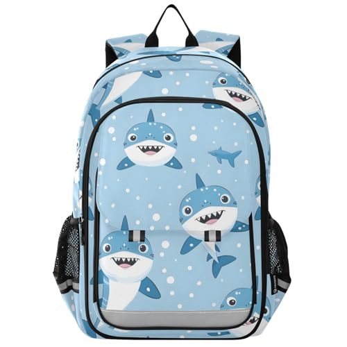 Sac d'école requins bleus ergonomique pour protéger le dos des garçons et filles