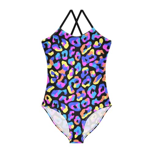 Leopard Print Pattern Girls One Piece Swimsuits Summer Quick Dry Beach Bathing Suit
