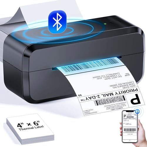Bluetooth Thermal Shipping Label Printer, Wireless 4x6 Label Printer...