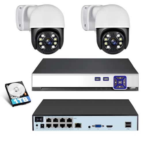 Juego de cámaras de vigilancia 4K para Exteriores, 8 Canales PoE con Disco Duro de 1 TB, Grabador de vídeo en Red para Sistema de cámara CCTV para Seguridad en el hogar, Solo Funciona con cámaras IP